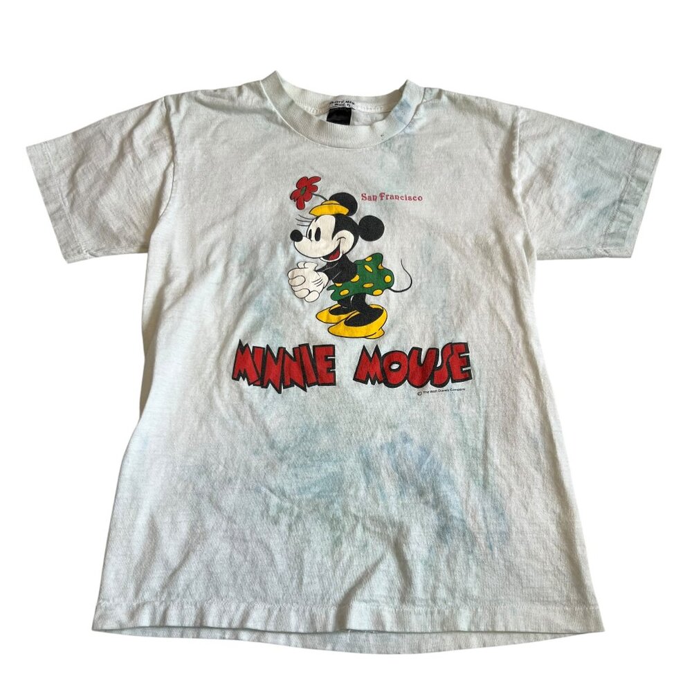 Vintage 80s Sherry Mfg Anvil t shirt Minnie Mouse disney white tie dye